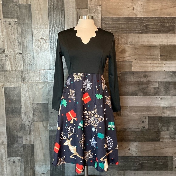 Adorable Christmas fit and flare dress large festive holiday party snowflake - Picture 7 of 12